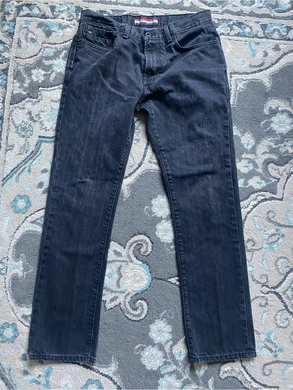 Tommy Hilfiger Men's Dark Black Slim Straight Jeans 32x32